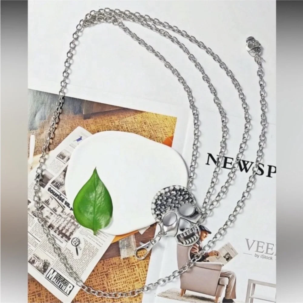 Silver Skull Chain Belt
